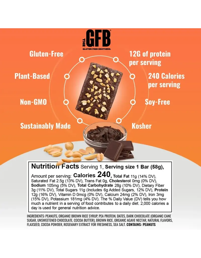 The GFB Chocolate Peanut Butter Protein Snack Bar - Gluten Free