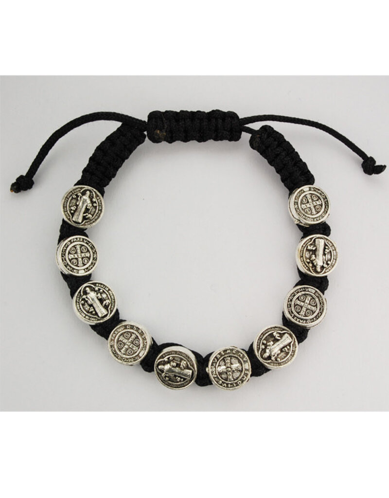 McVan Black St. Benedict Cord Bracelet Adjustable