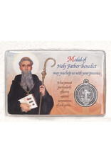 Laminated St. Benedict Prayer Card with St. Benedict Medal