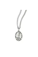 HMH Religious Sterling Silver Small Oval St. Joseph Terror of Demons Medal with 18" Chain