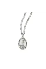 HMH Religious Sterling Silver Small Oval St. Joseph Terror of Demons Medal with 18" Chain