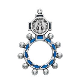 McVan Miraculous Medal Blue Enameled Finger Rosary