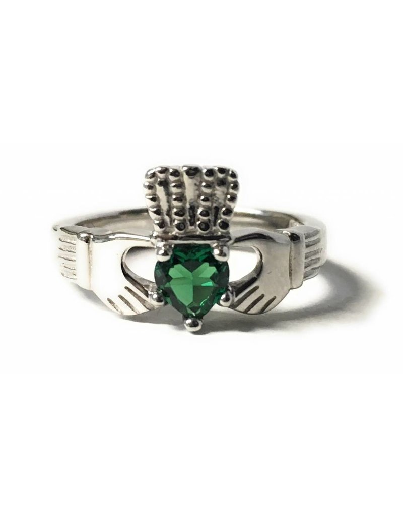 Bliss Manufacturing Sterling SIlver Claddagh Ring Emerald Size 5