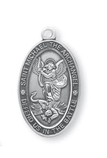 HMH Religious Saint Michael The Archangel Defend Us In Battle Oval Sterling Silver Medal