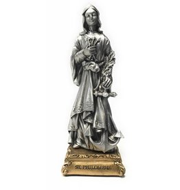 WJ Hirten 4 1/2" St. Philomena Fine Pewter Statue on a Majestic Gold Tone Base