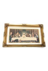 WJ Hirten 11" x 19" The Last Supper by Parietti High Quality Genuine Gold Leaf Wood Framed Picture Under Glass
