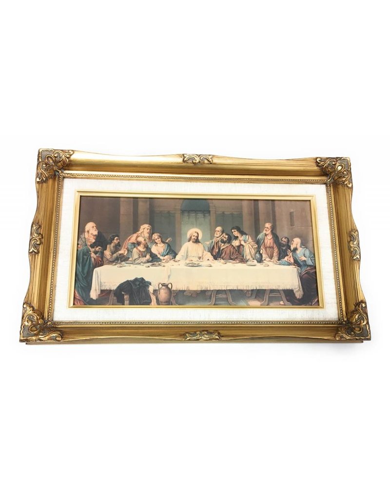 WJ Hirten 11" x 19" The Last Supper by Parietti High Quality Genuine Gold Leaf Wood Framed Picture Under Glass