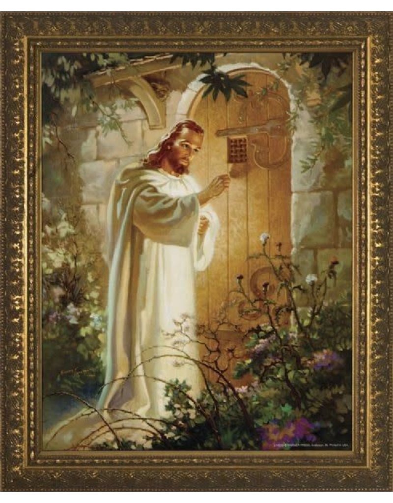 WJ Hirten 11" x 14" Christ Knocking in Golden Frame