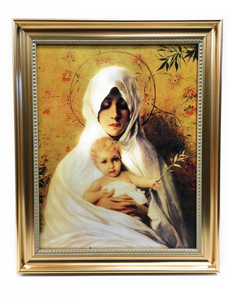 WJ Hirten 11" x 14" Our Lady of the Palm in Golden Frame