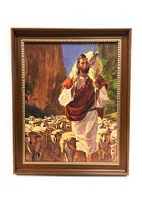 WJ Hirten 11" x 14" The Good Shepherd in Walnut Frame (Hook)