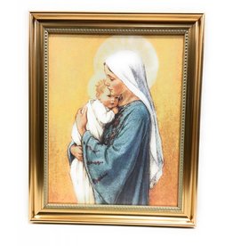 WJ Hirten 11" x 14" Barker Madonna in Blue with Golden Frame