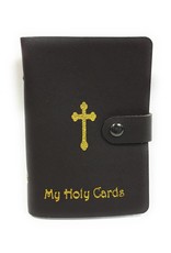 WJ Hirten My Holy Cards Brown Gold Stamped Leatherette Prayer Card Holder
