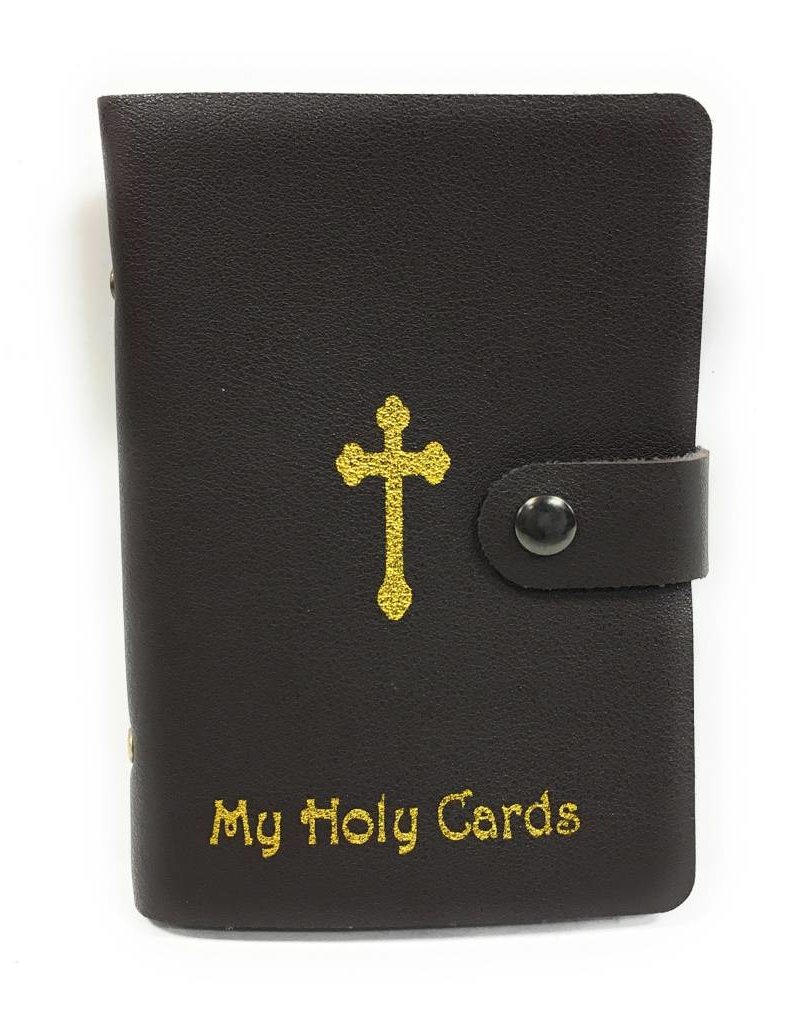 WJ Hirten My Holy Cards Brown Gold Stamped Leatherette Prayer Card Holder