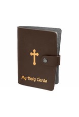 WJ Hirten My Holy Cards Brown Gold Stamped Leatherette Prayer Card Holder