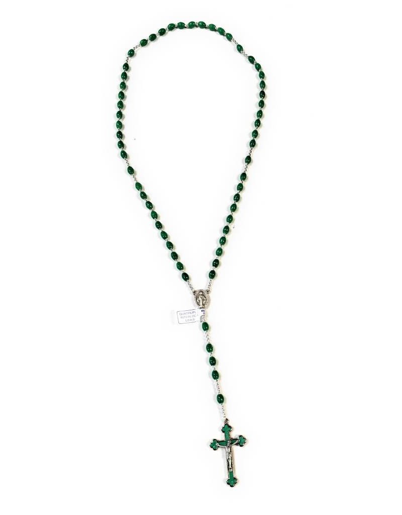 Religious Art Inc Quadlink Oval Bead Rosary with Colored Crucifix
