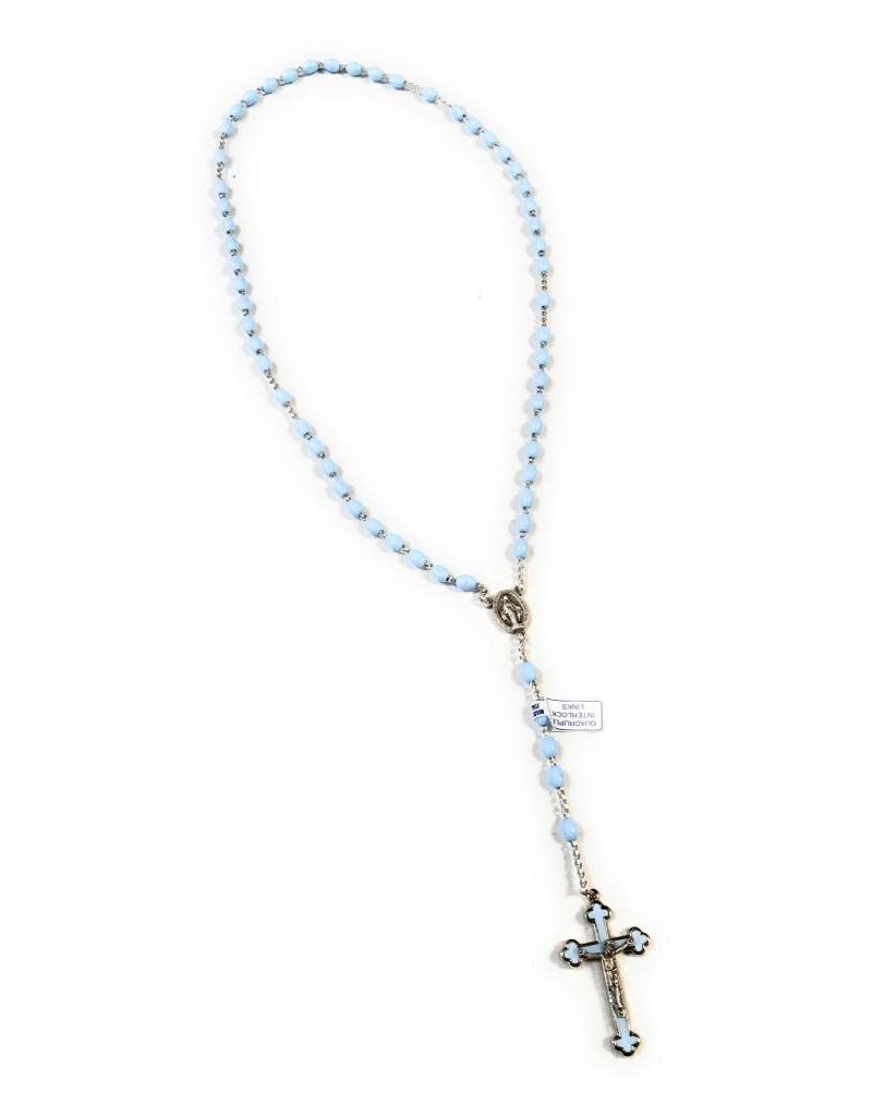 Religious Art Inc Quadlink Oval Bead Rosary with Colored Crucifix