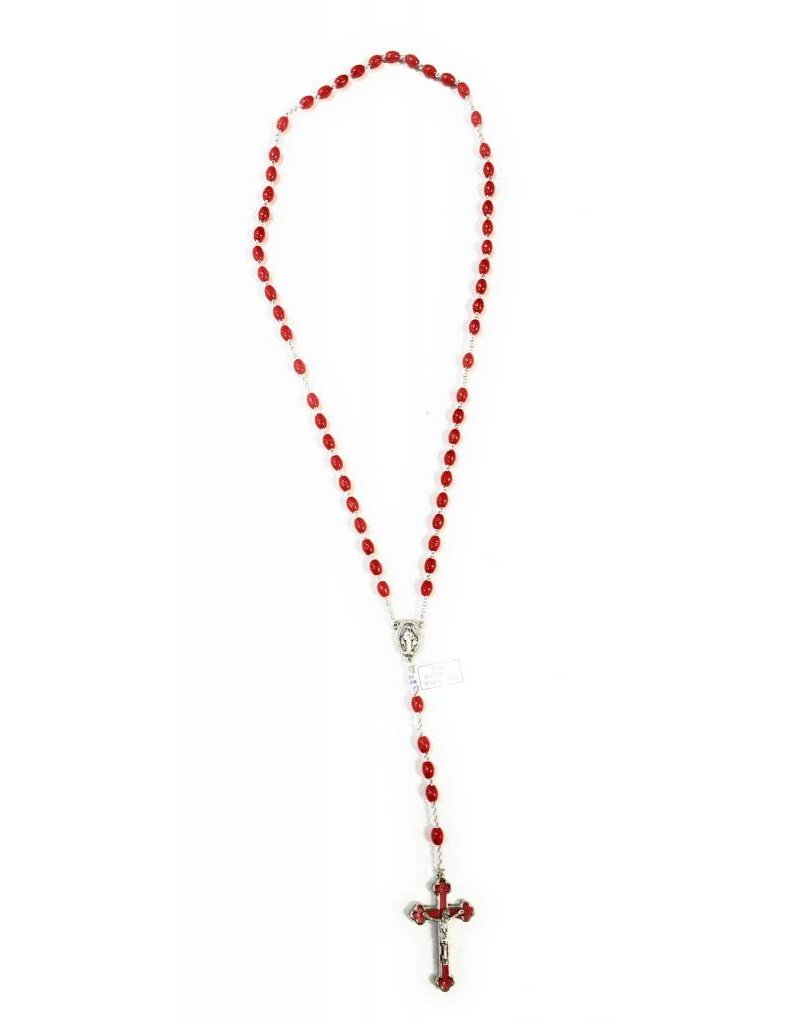 Religious Art Inc Quadlink Oval Bead Rosary with Colored Crucifix