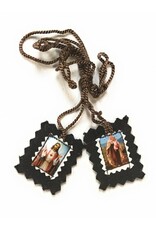 Religious Art Inc Small Brown Scapular with the Sacred Heart and Our Lady of Mt. Carmel on Brown Cord