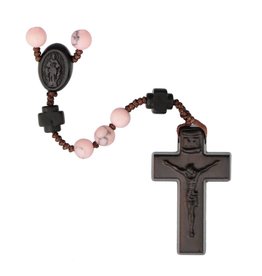 Sine Cera Pink Rhodonite - Jujube Wood 6mm Rosary