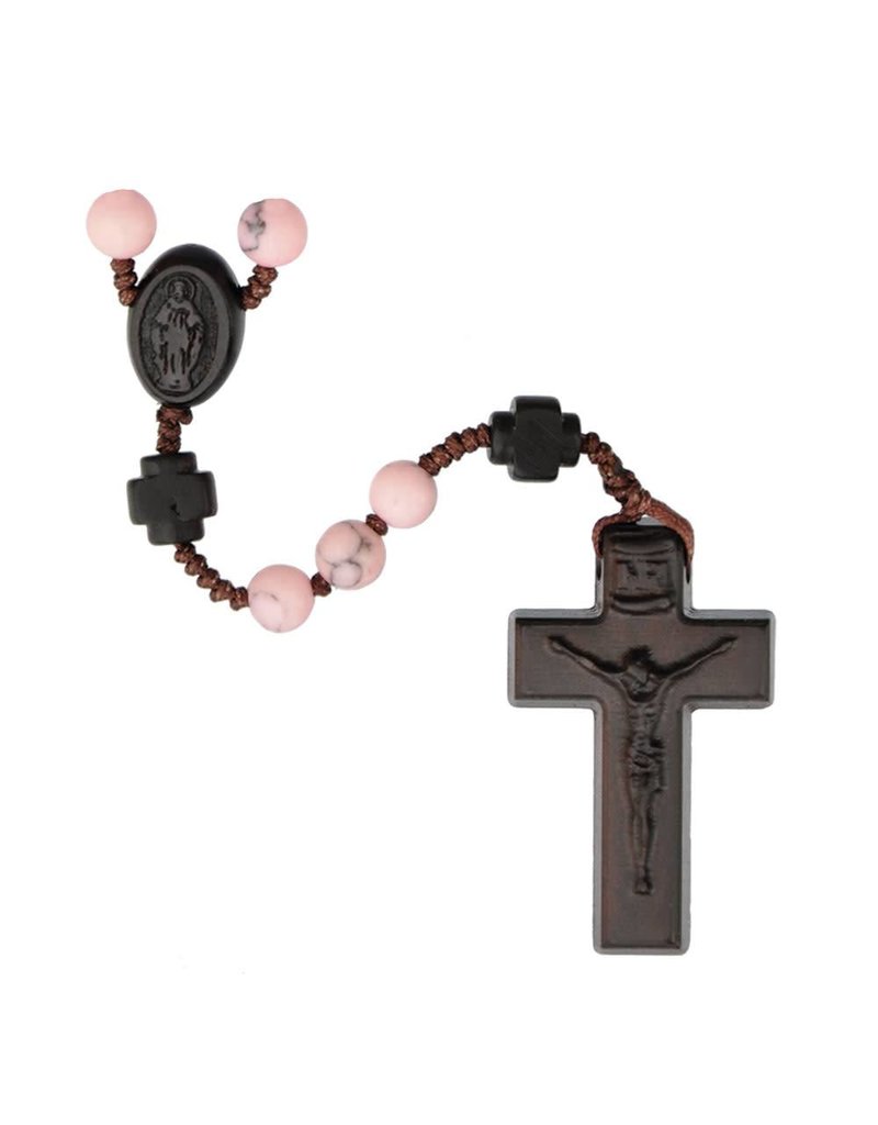 Sine Cera Rosary Five Decade Rhodonite/Jujube Wood 6mm