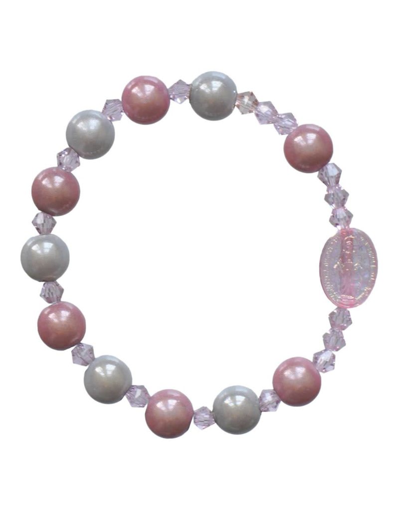 Sine Cera Rosary Bracelet Children's Rainbow Pink/Blue 8mm