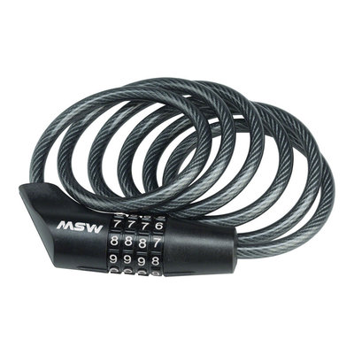 MSW CLK-108 Combination Cable Lock, 8mm x 5', Black