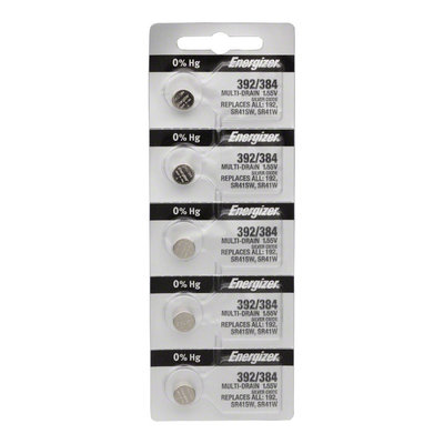 Energizer 392 / 384 Silver Oxide Multi-Drain Battery 1.55v: Card of 5