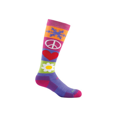 Darn Tough Kids' Peace Love Snow Over-the-Calf Cushion Socks
