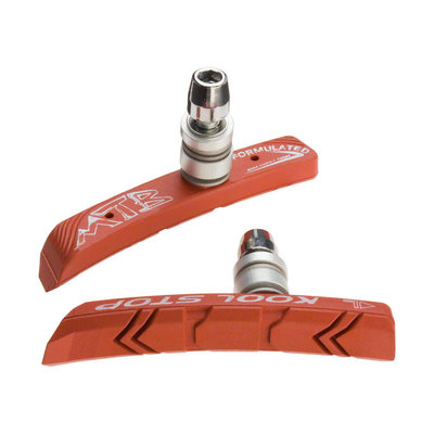 Kool-Stop Mountain Brake Shoe Threaded Post for Linear Pull, Salmon Compound