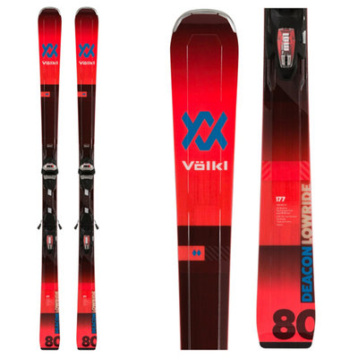 Volkl Deacon 80 Skis w/LowRide XL 13 FR GW Blk/FloRed Bindings 2020