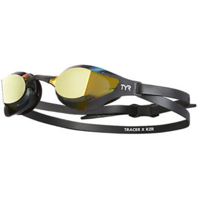 TYR Tracer X RZR Mirrored Adult Swim Goggles - Black/Black, Gold Mirror Lens