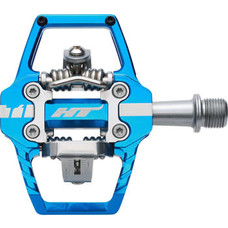 HT T1 Enduro Race Pedals - Dual Sided Clipless with Platform, Aluminum, 9/16", Marine Blue