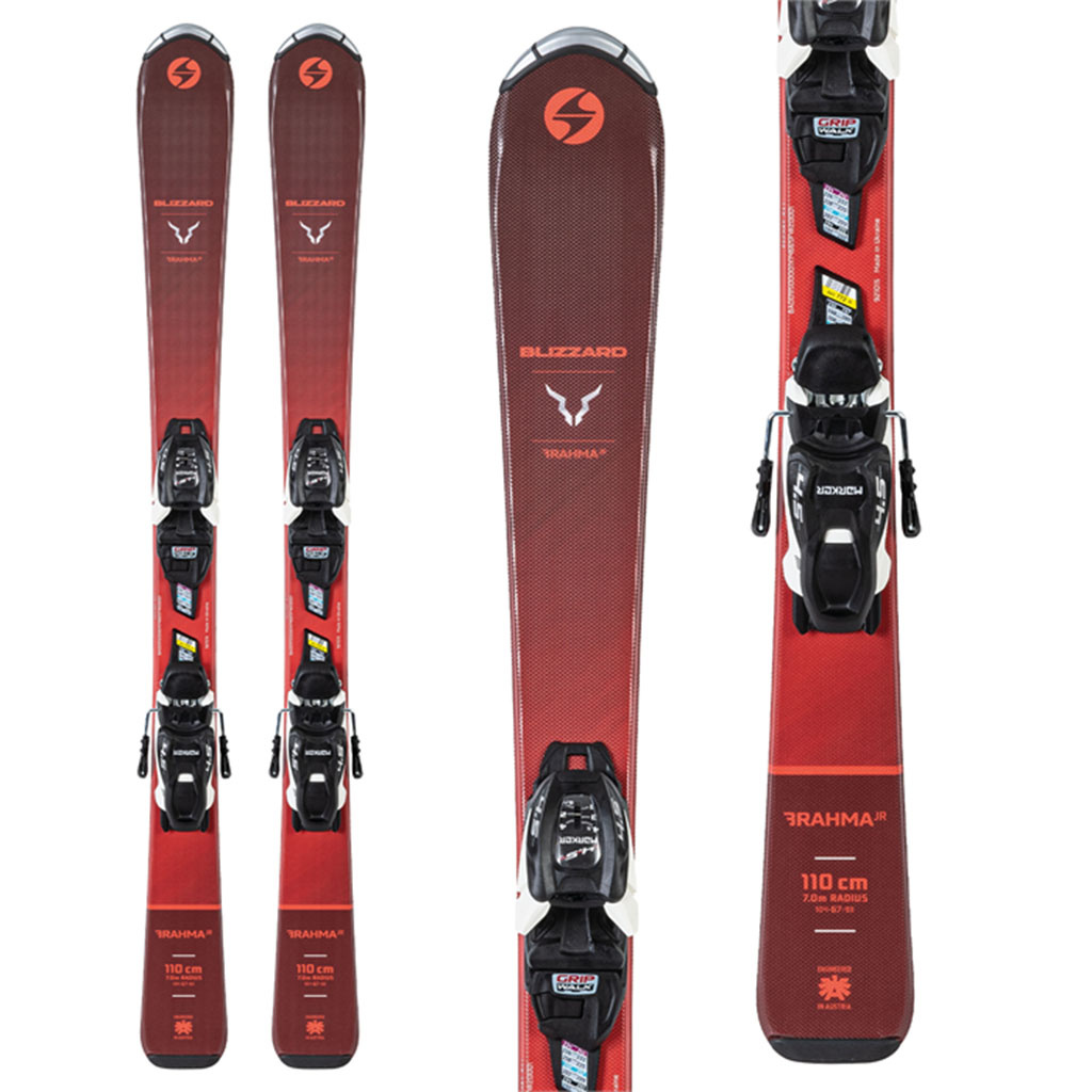 Blizzard Blizzard Kids' Brahma Jr Skis w/4.5 FDT 70mm BK/WH