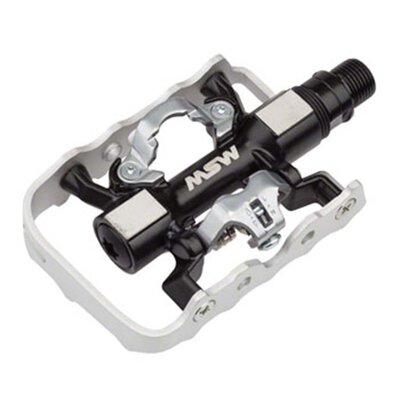 MSW CP-200 Pedals - Single Side Clipless with Platform , Aluminum , 9/16", Black/Silver