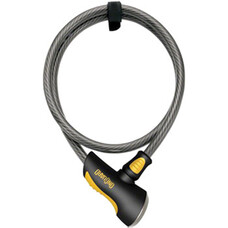 OnGuard Akita Non-Coil Cable Lock with Key: 9.7' x 12mm, Silver/Black/Yellow