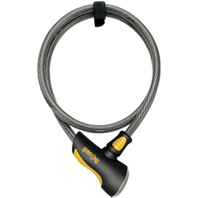OnGuard Akita Non-Coil Cable Lock with Key: 9.7' x 12mm, Silver/Black/Yellow