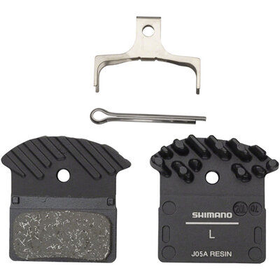 Shimano J05A-RF Disc Brake Pad and Spring - Resin Compound, Finned Aluminum Back Plate