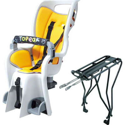 Topeak Baby Seat II Child Seat With Disc Compatible Rear Rack - Fits 29", MTX 2.0, Gray/Yellow