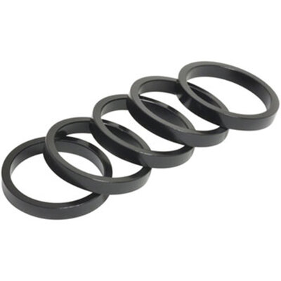 Wheels Manufacturing Aluminum Headset Spacer - 1-1/8", 5mm, Black, 5-pack