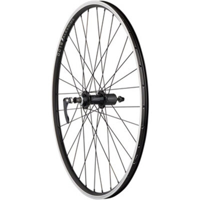 Quality Wheels Value Double Wall Series Rear Wheel - 26", QR x 135mm, Rim Brake, HG 10, Black, Clincher, 32H