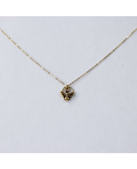Honeybee & Hexagon Brass Necklace