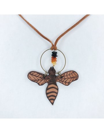 Leather Bee Necklace