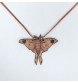 Leather Luna Moth Necklace - Natural