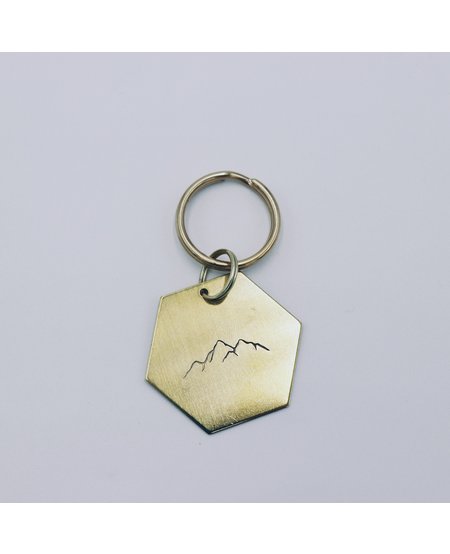 Brass Stamped Mountain Key Chain