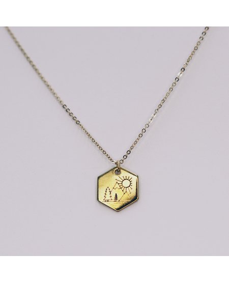 Brass Stamped Great Outdoors Necklace