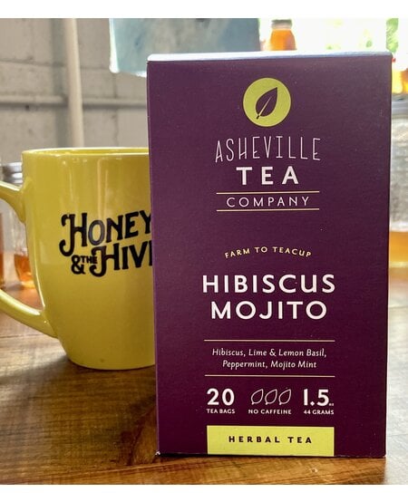 Asheville Tea Company Hibiscus Mojito Herbal Tea, box of 20 tea bags