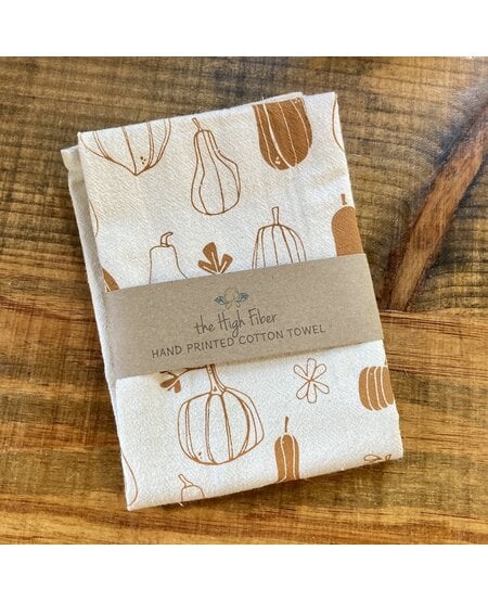 The High Fiber Hand Printed Cotton Towel, Winter Squashes