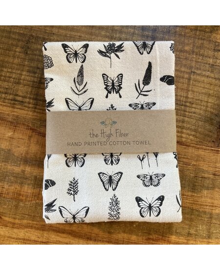 The High Fiber Hand Printed Cotton Towel, Butterflies