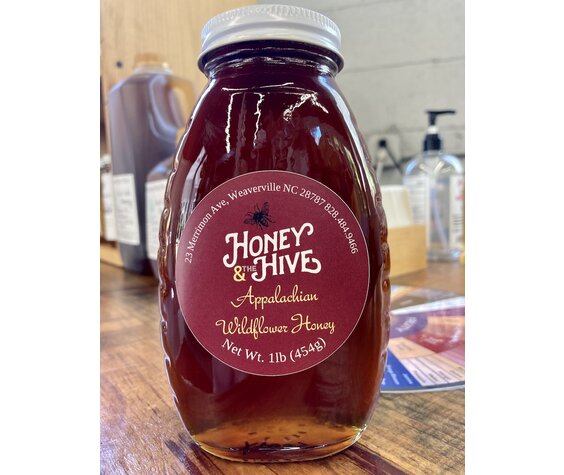 Honey & the Hive Local Appalachian Wildflower Honey, classic queenline jar 1 lb (454 g)