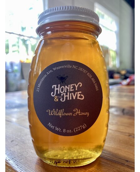 Bulk Franklin Wildflower Honey, classic queenline jar, 8 oz. (227g)
